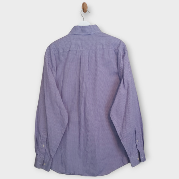 Southern Marsh Shirt Men Size 1 Purple Micro Check Wrinkle Free Button Down Logo - Picture 2 of 13
